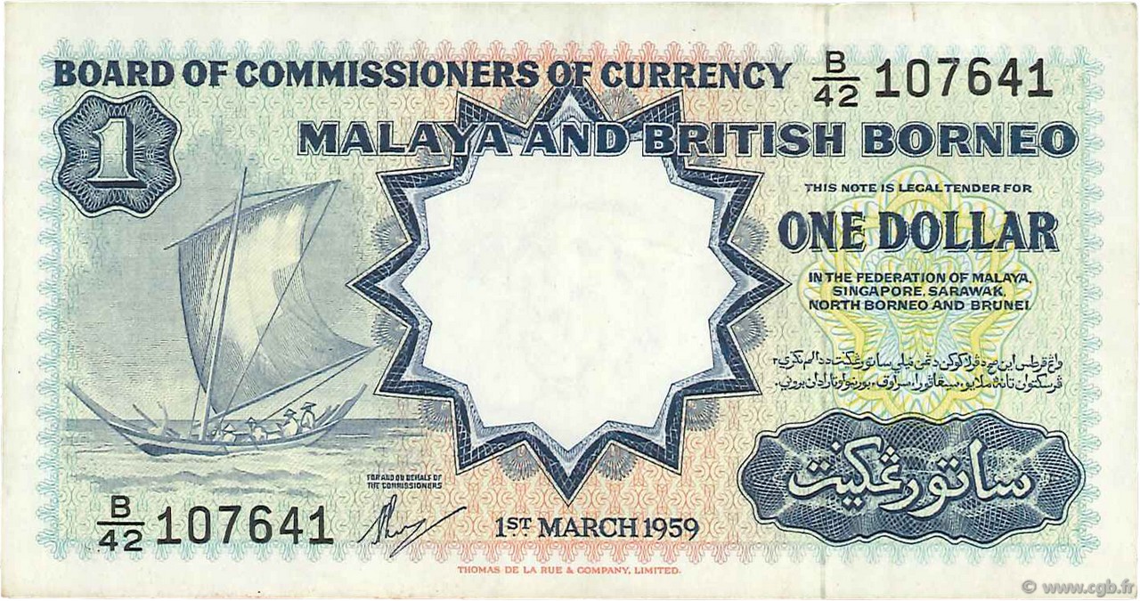 1 Dollar MALAISIE et BORNEO BRITANNIQUE  1959 P.08A TTB