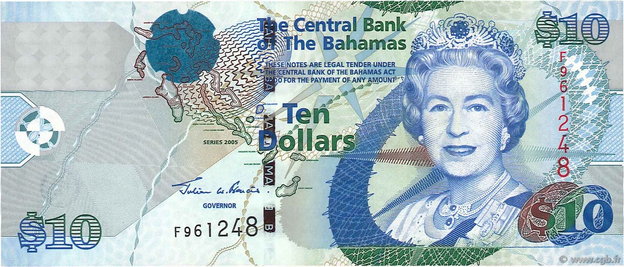 10 Dollars BAHAMAS  2005 P.73a SPL