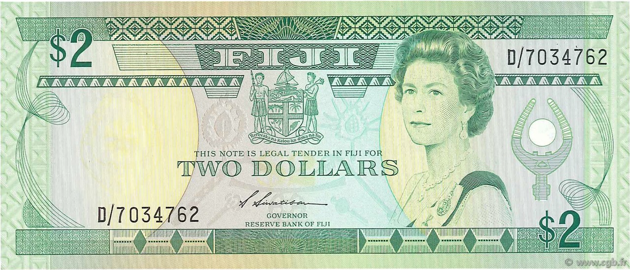 2 Dollars FIDJI  1987 P.087a NEUF