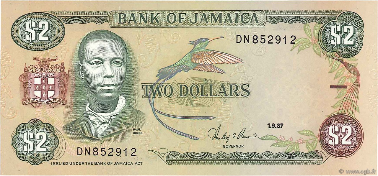 2 Dollars JAMAÏQUE  1987 P.69b SPL