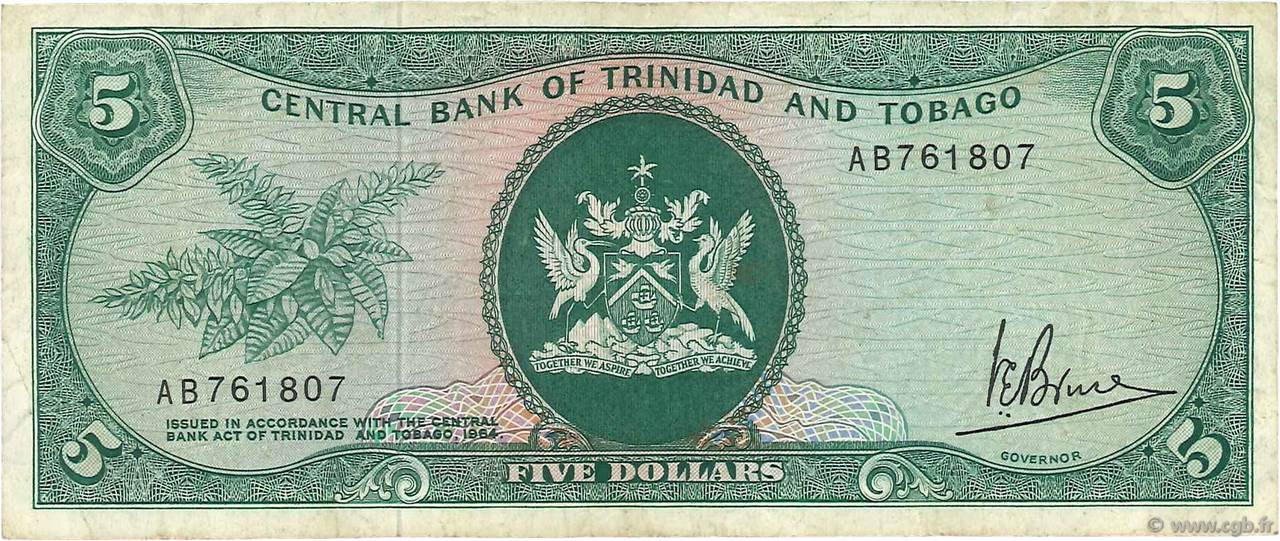 5 Dollars TRINIDAD et TOBAGO  1977 P.31a TTB