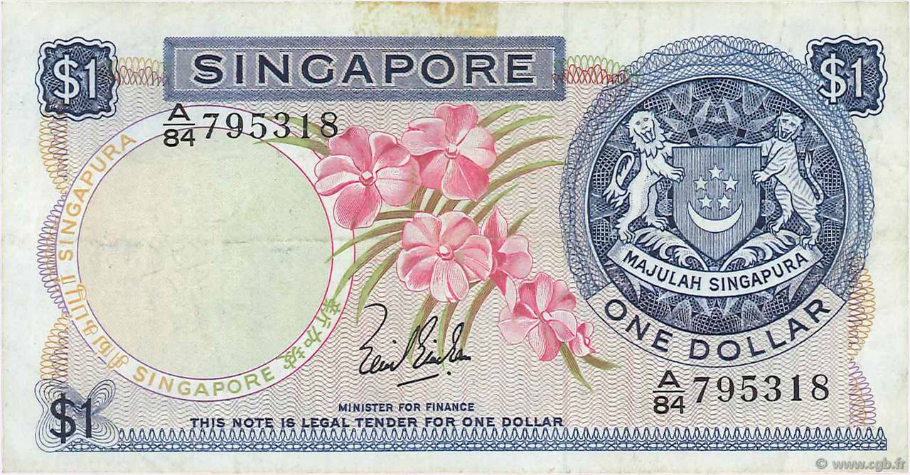 1 Dollar SINGAPOUR  1967 P.01a TB