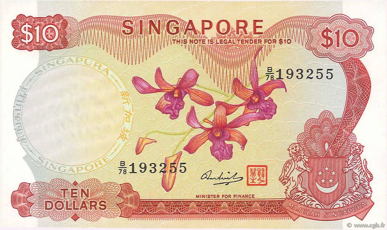 10 Dollars SINGAPOUR  1973 P.03d pr.NEUF
