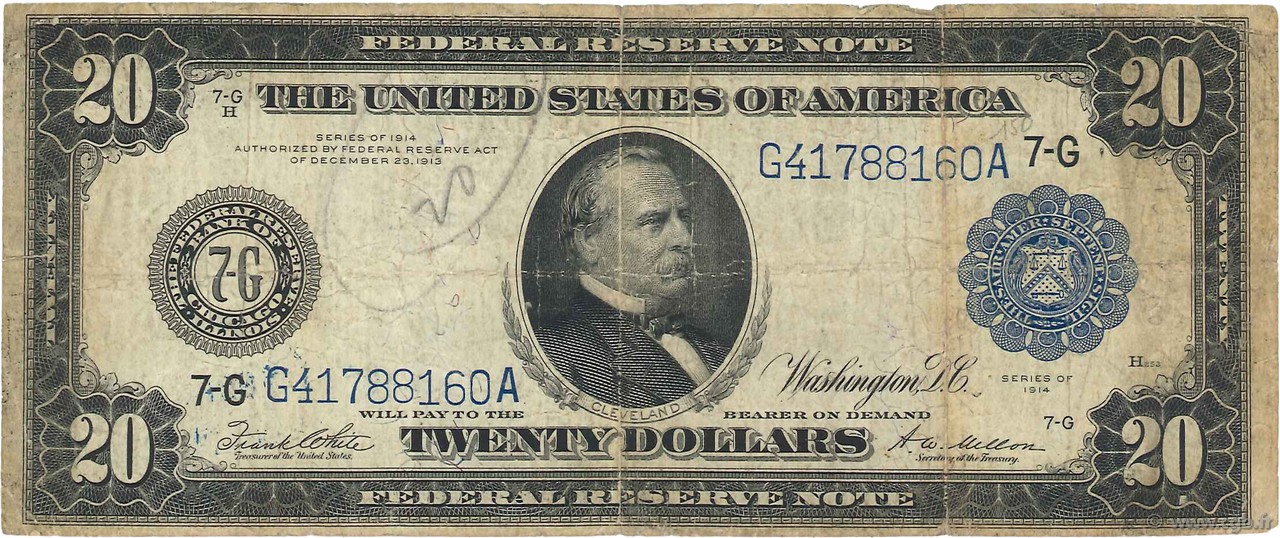 20 Dollars ÉTATS-UNIS D AMÉRIQUE Chicago 1914 P.361b B