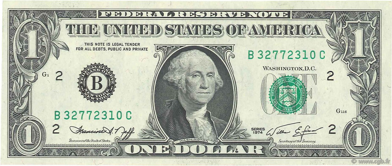 1 Dollar ÉTATS-UNIS D AMÉRIQUE New York 1974 P.455 SUP