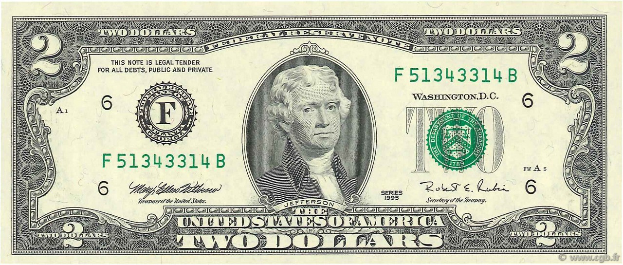 2 Dollars ÉTATS-UNIS D AMÉRIQUE Atlanta 1995 P.497 pr.NEUF