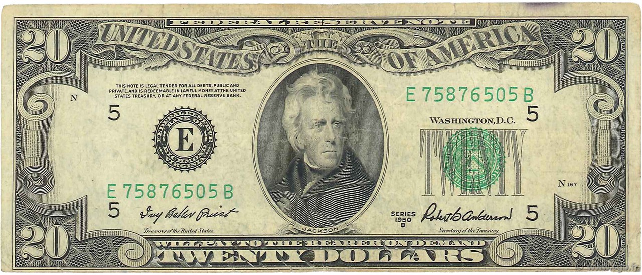 20 Dollars ÉTATS-UNIS D AMÉRIQUE Richmond 1950 P.440b TB