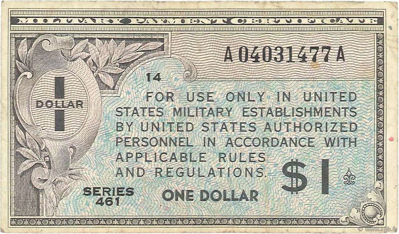 1 Dollar ÉTATS-UNIS D AMÉRIQUE  1946 P.M05a TB