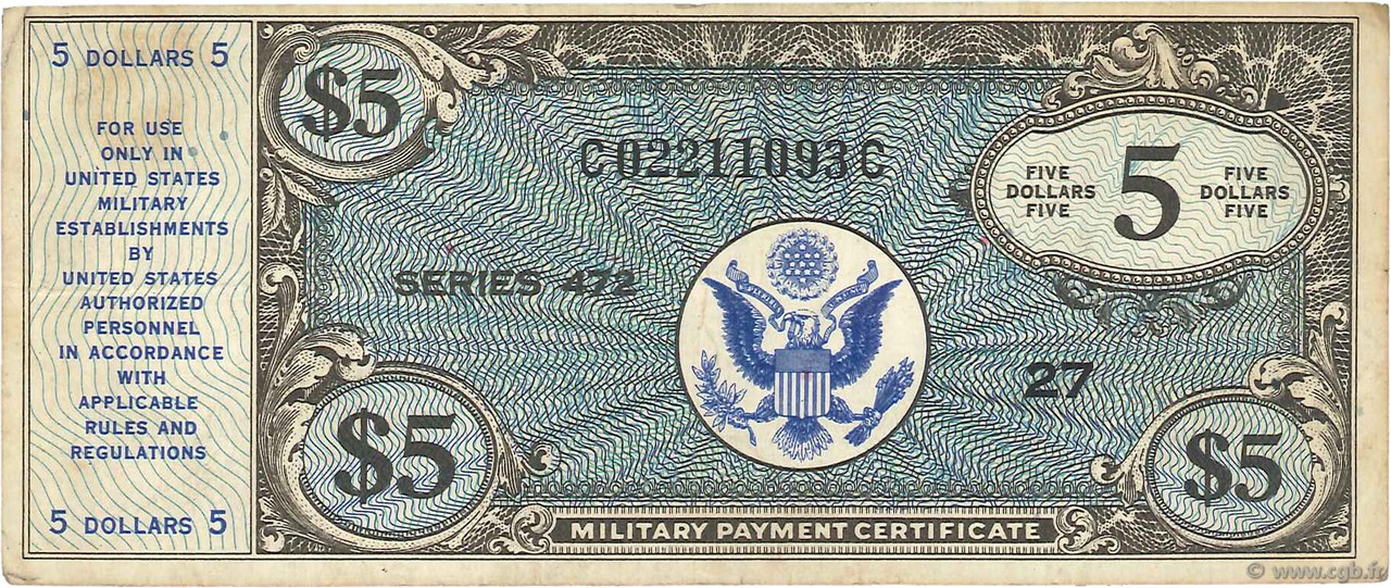 5 Dollars ÉTATS-UNIS D AMÉRIQUE  1948 P.M020a TB+