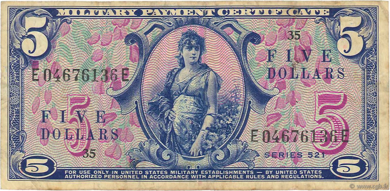 5 Dollars ÉTATS-UNIS D AMÉRIQUE  1954 P.M34a TB+