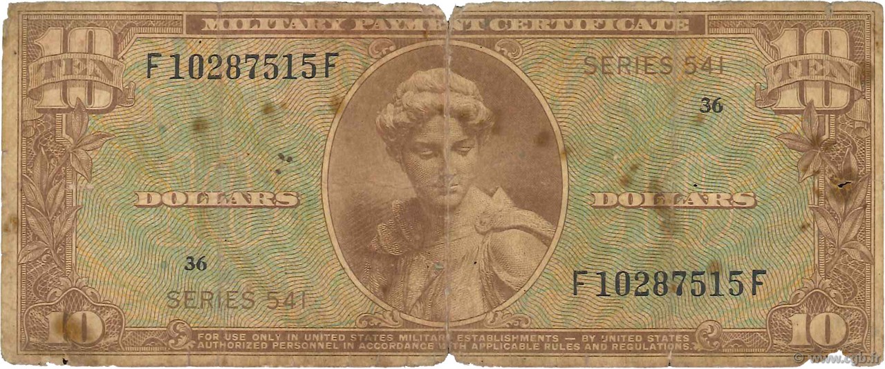 10 Dollars ÉTATS-UNIS D AMÉRIQUE  1958 P.M042a AB