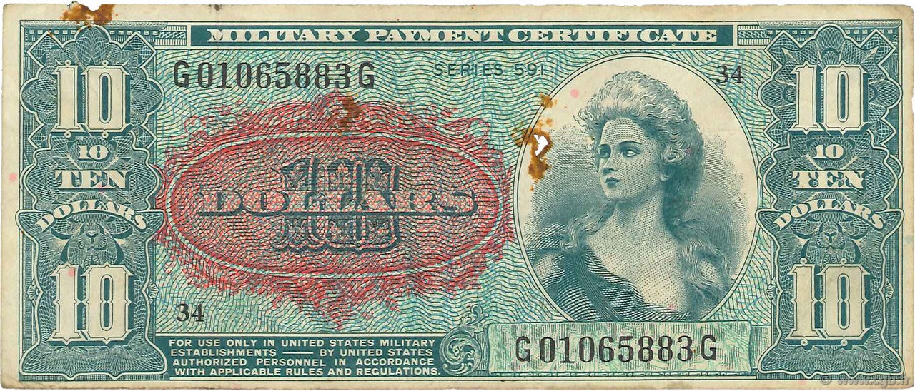10 Dollars ÉTATS-UNIS D AMÉRIQUE  1961 P.M049a TB