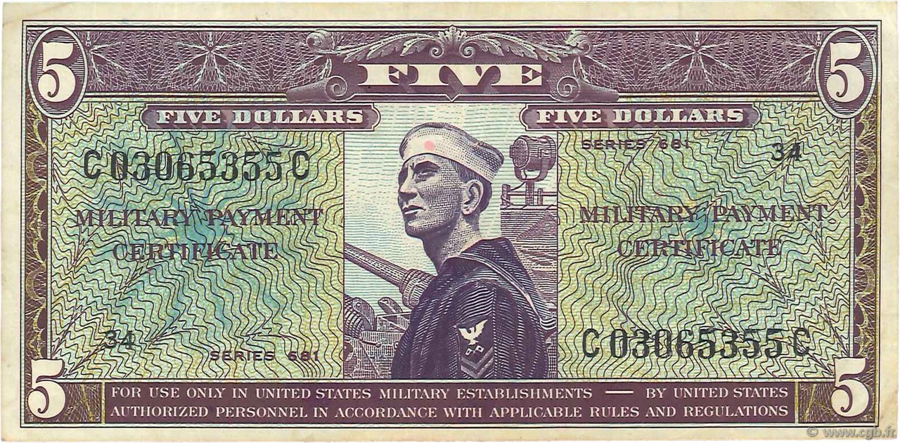 5 Dollars ÉTATS-UNIS D AMÉRIQUE  1969 P.M080a TTB