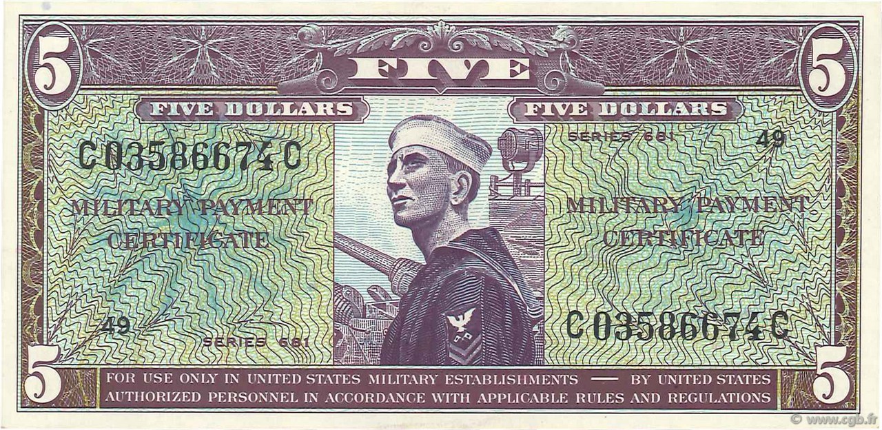 5 Dollars ÉTATS-UNIS D AMÉRIQUE  1969 P.M080a SUP+