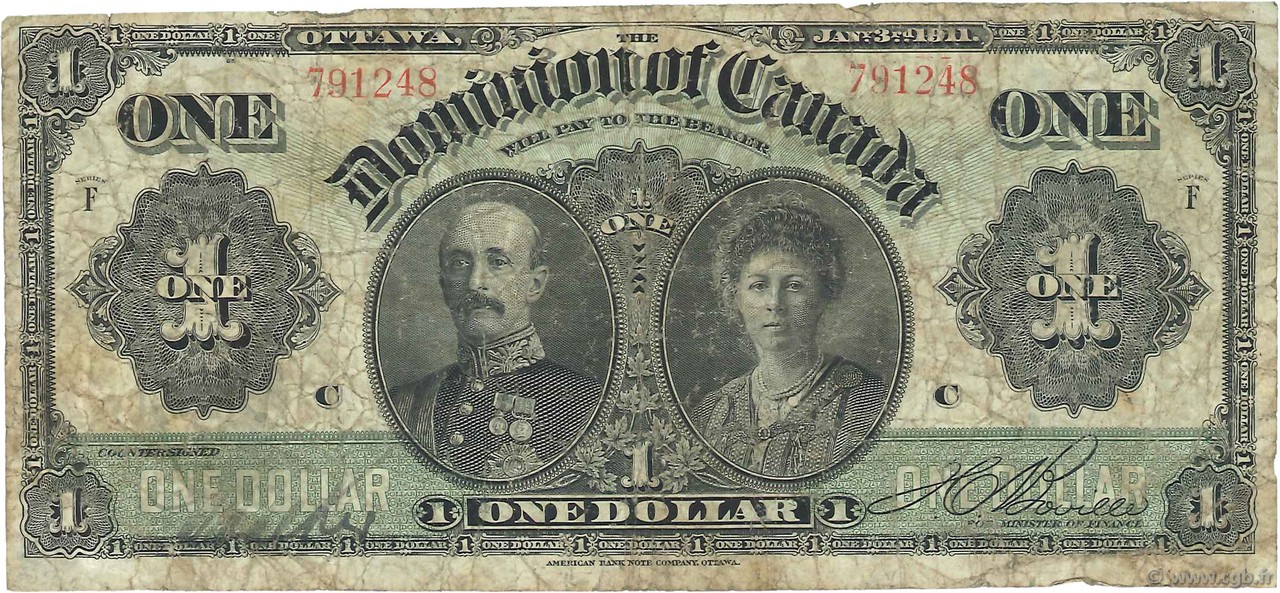 1 Dollar CANADA  1911 P.027a B+