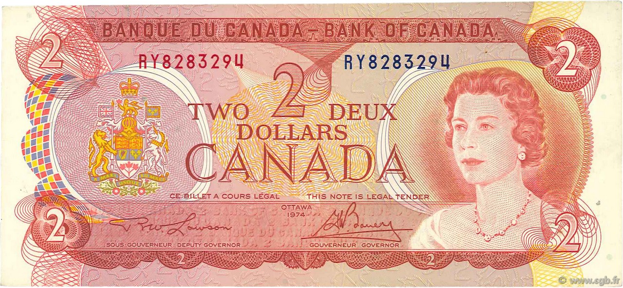 2 Dollars CANADA  1974 P.086a TTB+
