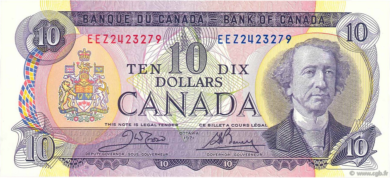 10 Dollars CANADA  1971 P.088d pr.NEUF