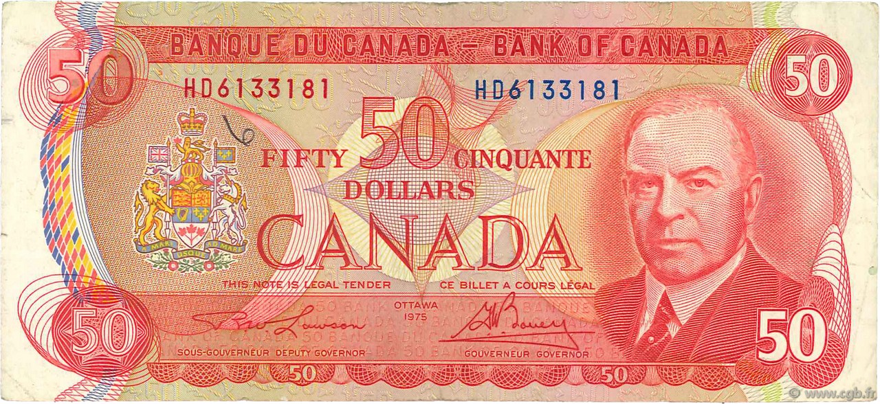 50 Dollars CANADA  1975 P.090a TTB