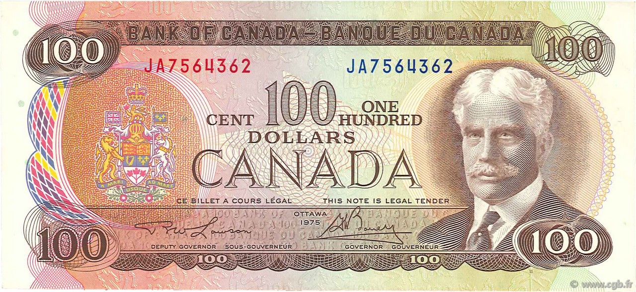 100 Dollars CANADA  1975 P.091a SUP