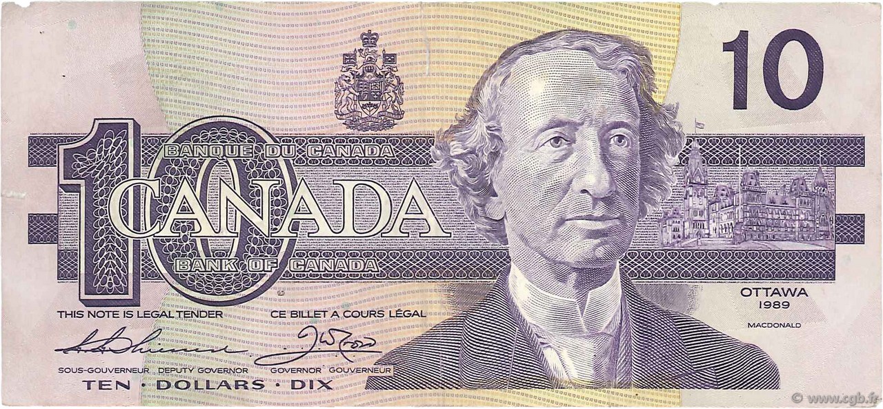 10 Dollars CANADA  1989 P.096a F
