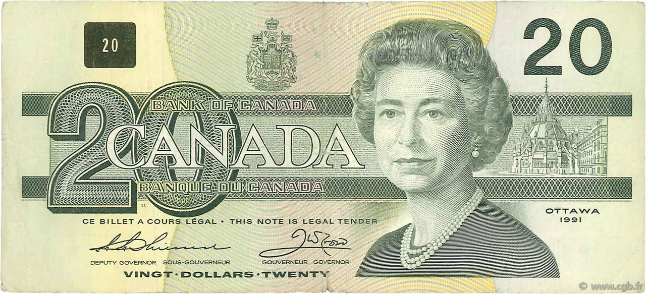 20 Dollars CANADA  1991 P.097a q.BB