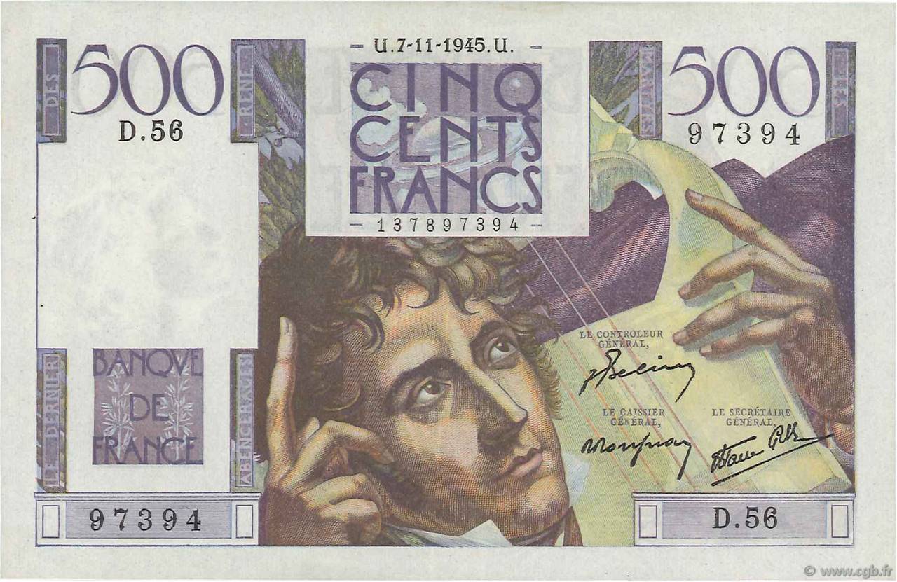 500 Francs CHATEAUBRIAND FRANCE  1945 F.34.03 SUP