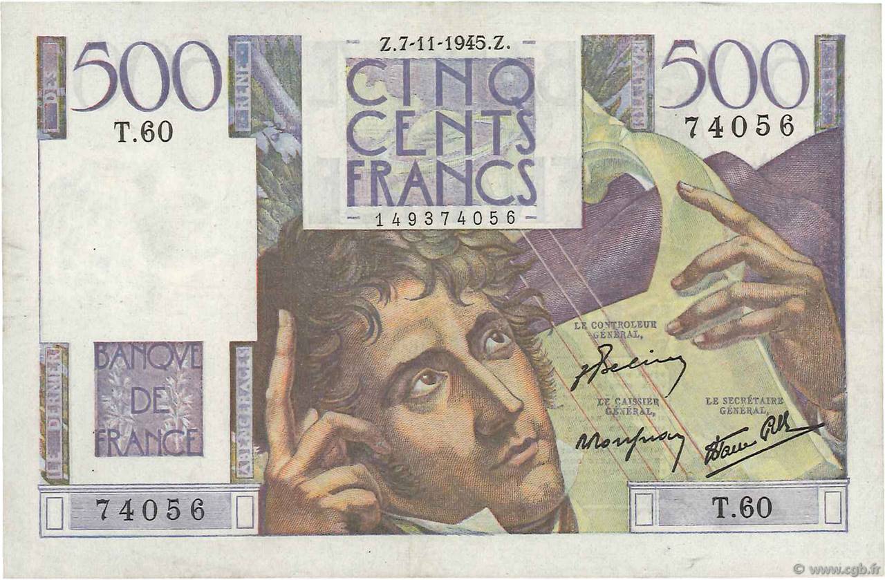 500 Francs CHATEAUBRIAND FRANCE  1945 F.34.03 TTB