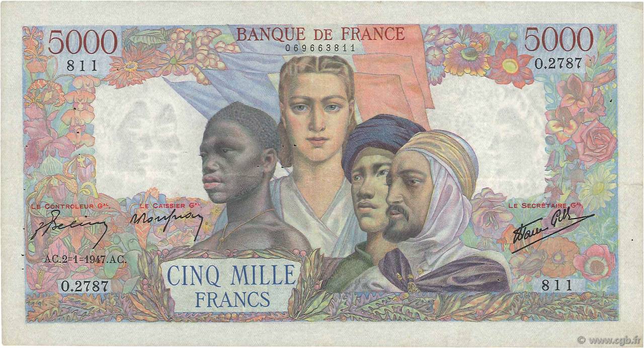 5000 Francs EMPIRE FRANÇAIS FRANCE  1947 F.47.57 TB+