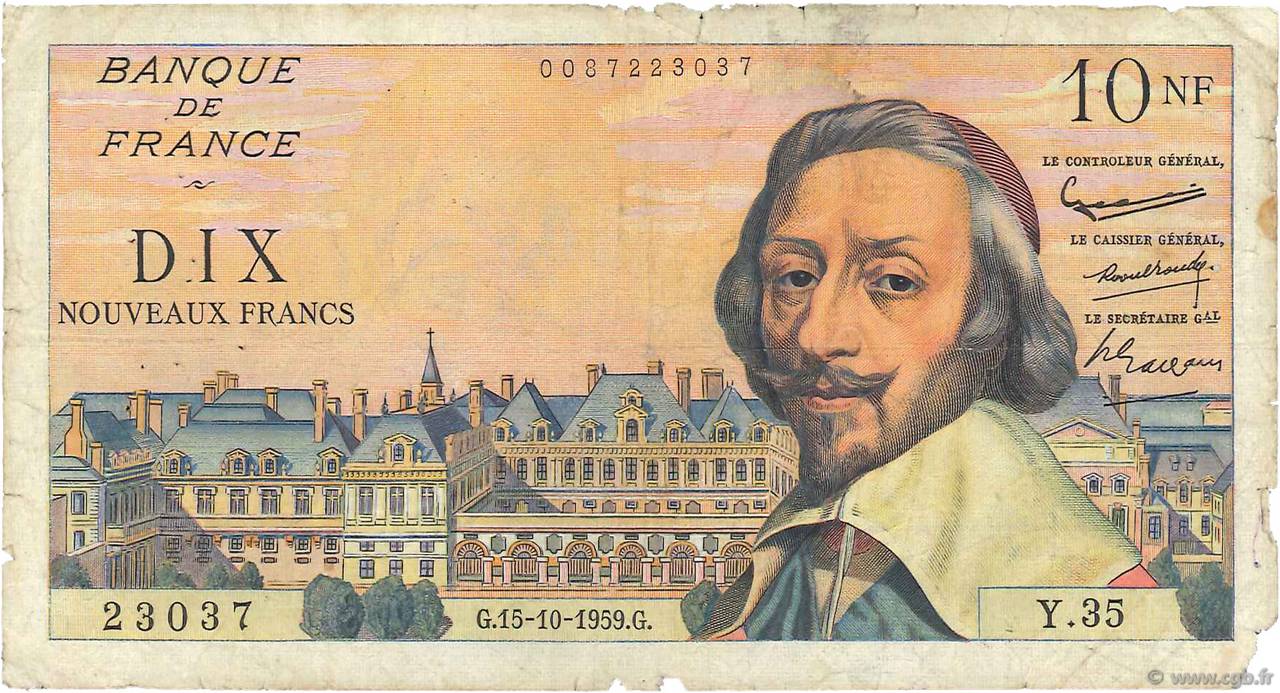 10 Nouveaux Francs RICHELIEU FRANCE  1959 F.57.03 AB