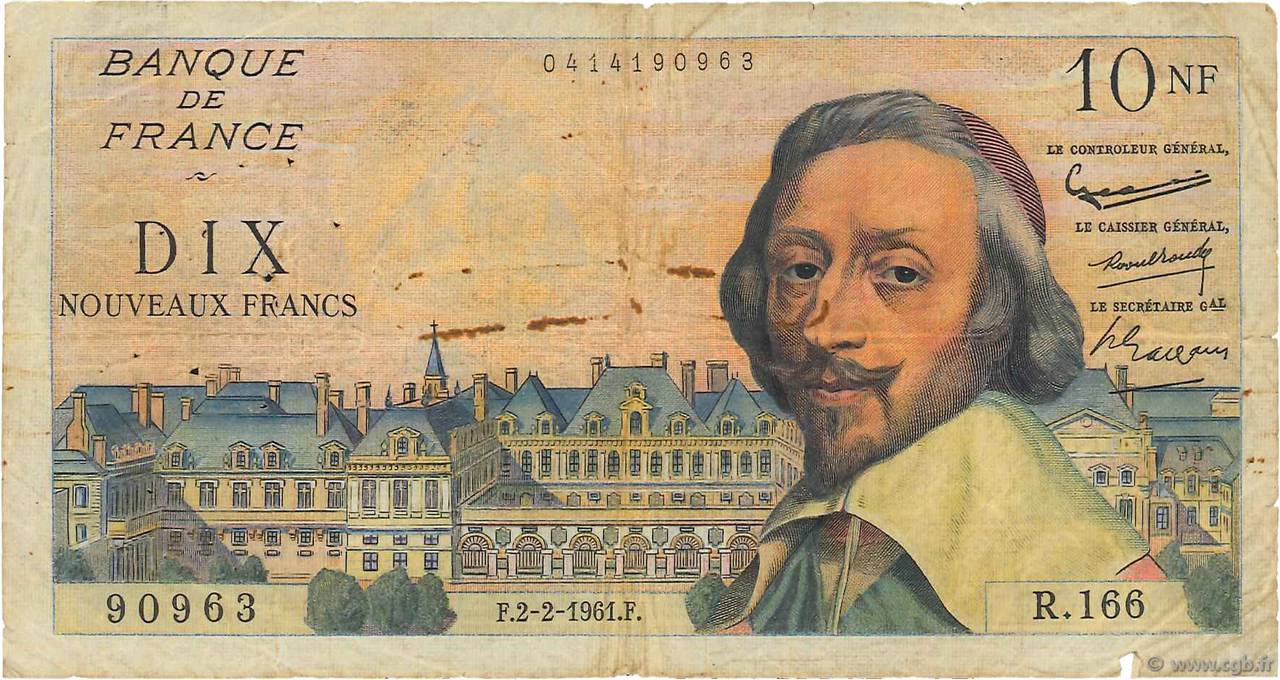 10 Nouveaux Francs RICHELIEU FRANCE  1961 F.57.14 B