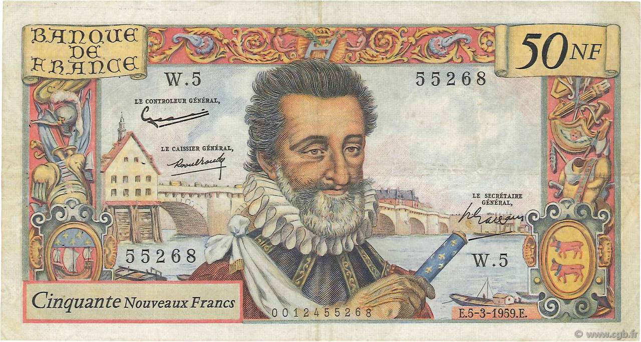 50 Nouveaux Francs HENRI IV FRANCE  1959 F.58.01 TB