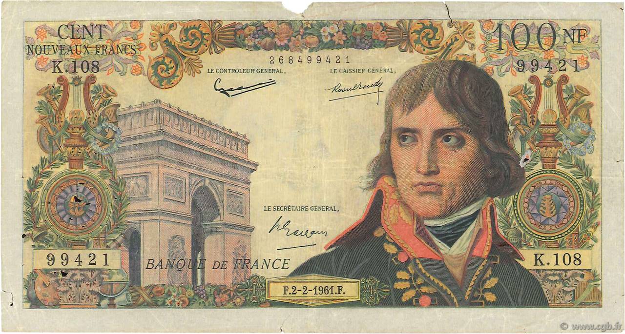 100 Nouveaux Francs BONAPARTE FRANCE  1961 F.59.10 B+