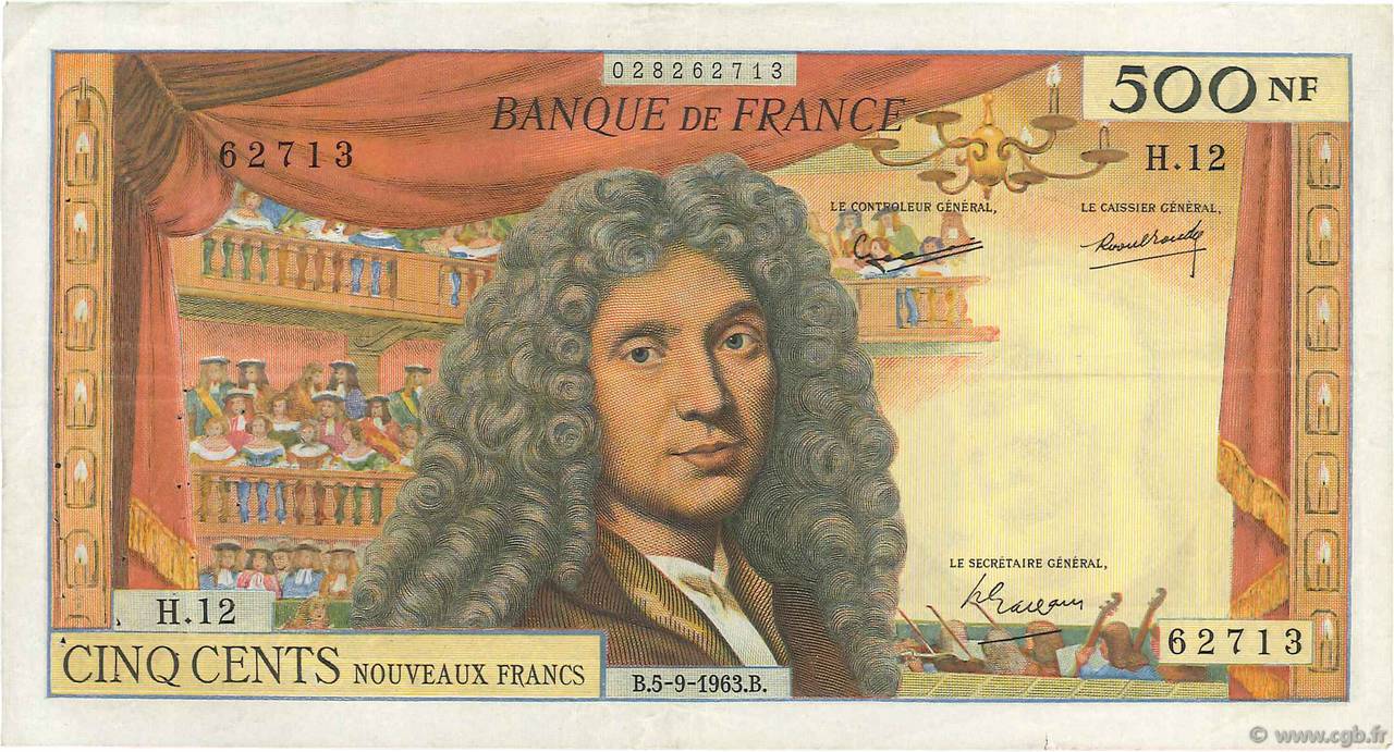 500 Nouveaux Francs MOLIÈRE FRANCE  1963 F.60.05 TTB