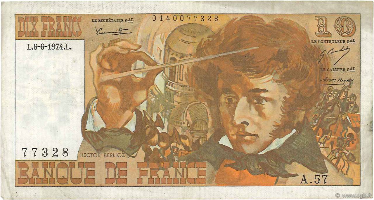 10 Francs BERLIOZ FRANCE  1974 F.63.05 TTB