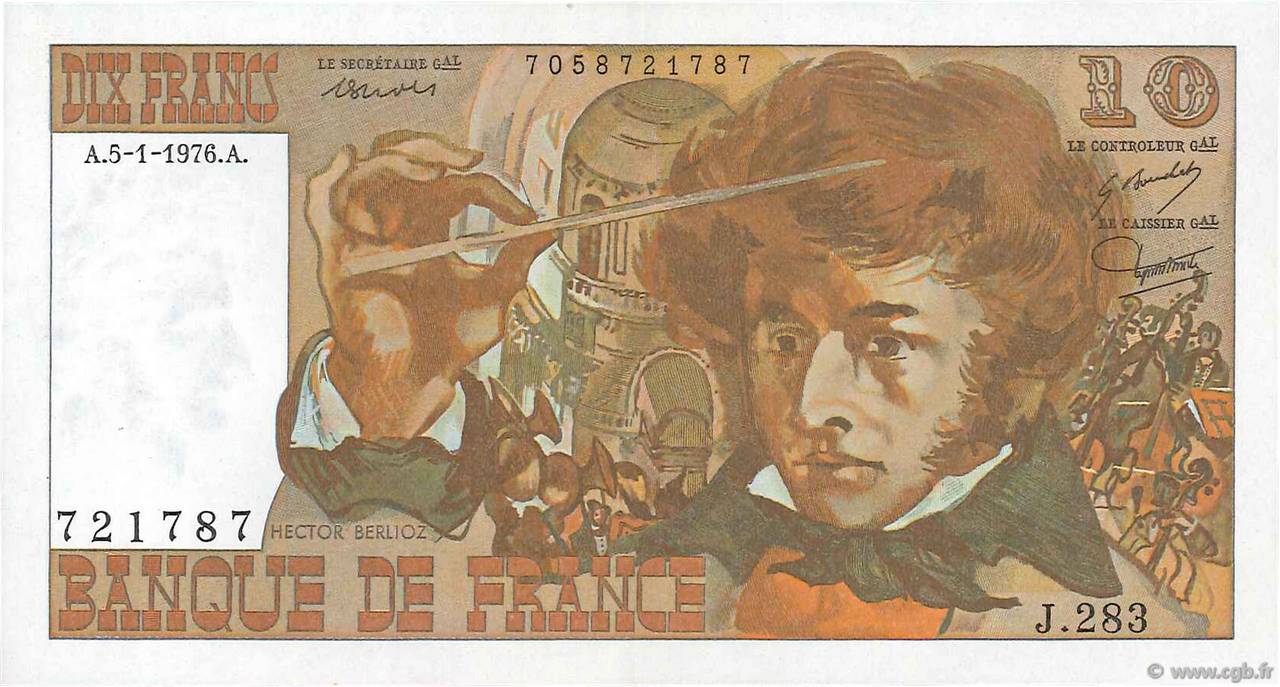 10 Francs BERLIOZ FRANCE  1976 F.63.17-283 SPL