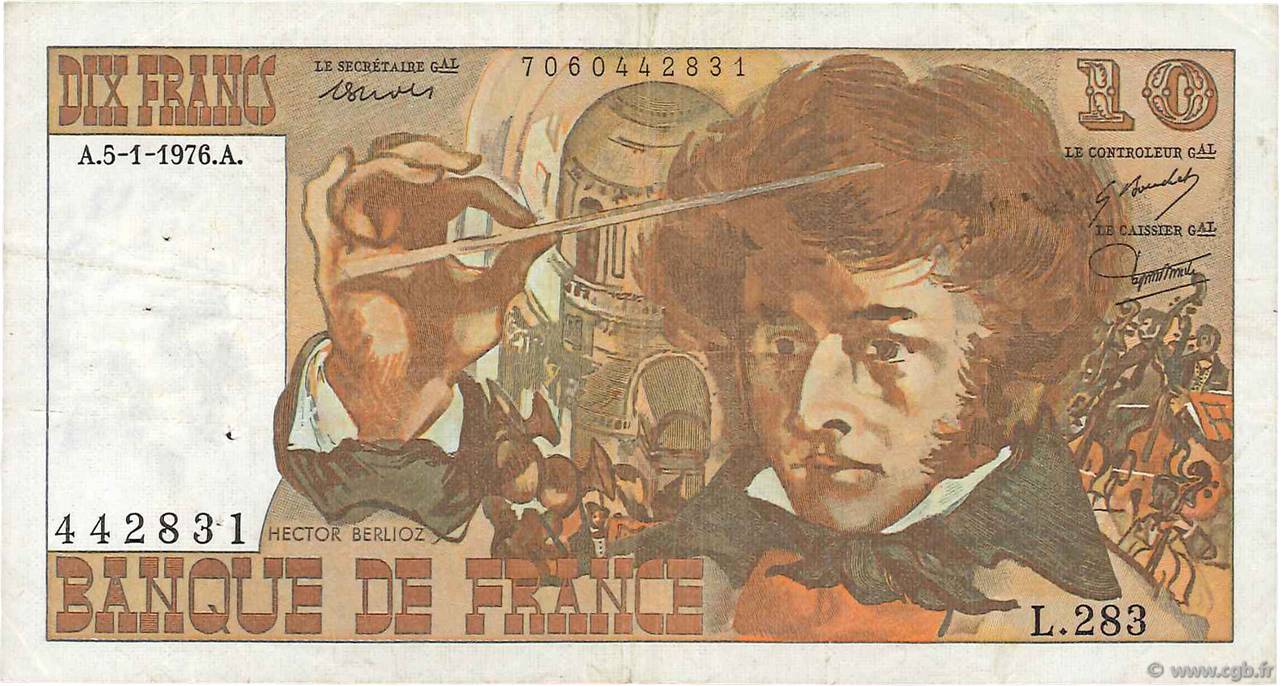 10 Francs BERLIOZ FRANCE  1976 F.63.17-283 TTB