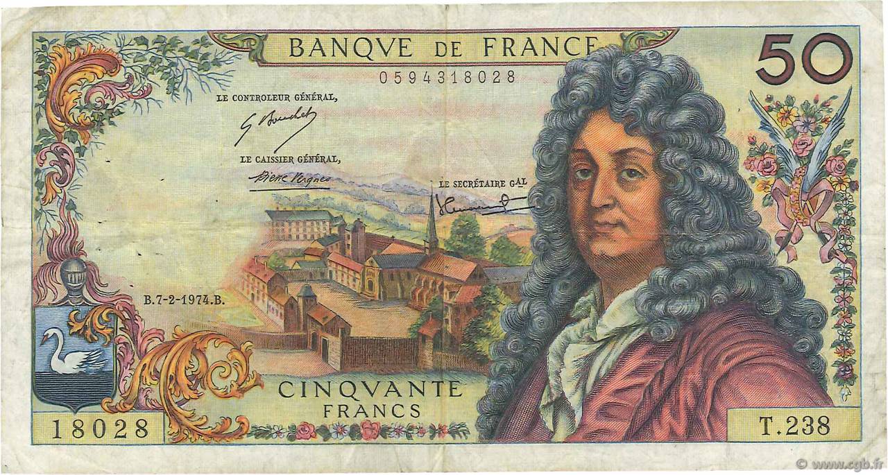 50 Francs RACINE FRANCE  1974 F.64.26 TB+