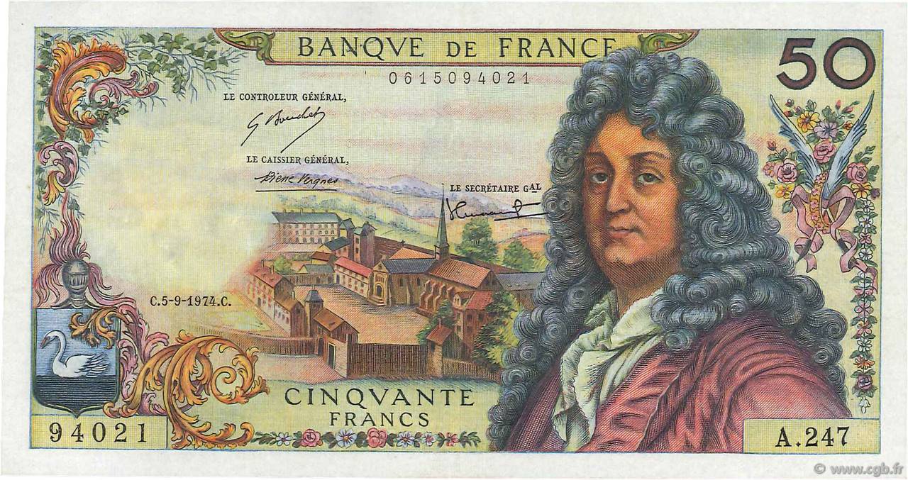 50 Francs RACINE FRANCE  1974 F.64.27 pr.SUP