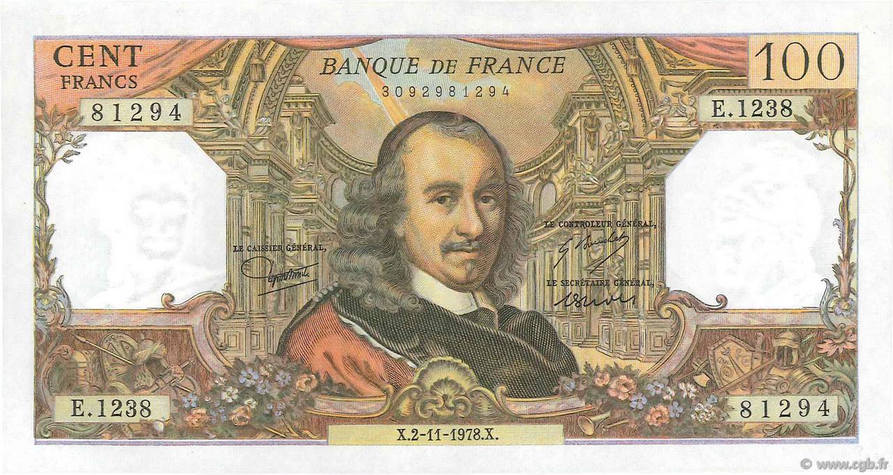 100 Francs CORNEILLE FRANCE  1978 F.65.64 SPL