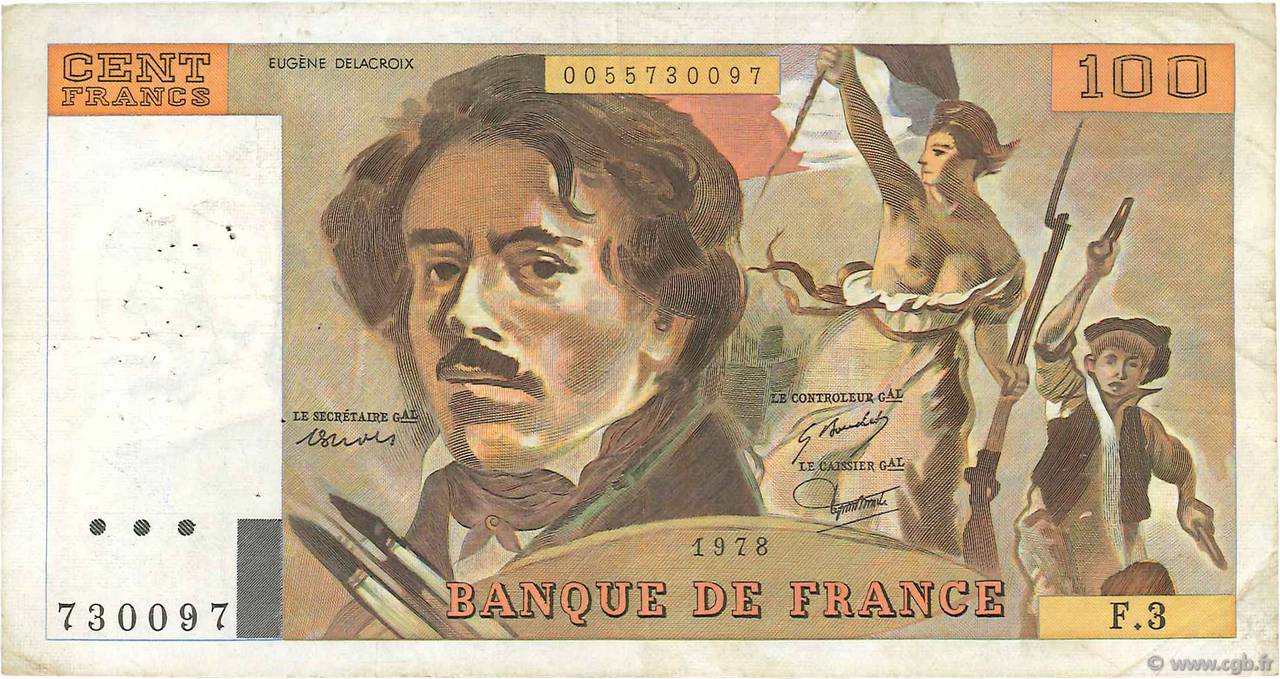 100 Francs DELACROIX FRANCE  1978 F.68.03 TTB