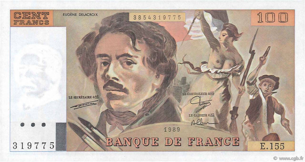 100 Francs DELACROIX modifié FRANCE  1989 F.69.13d pr.NEUF