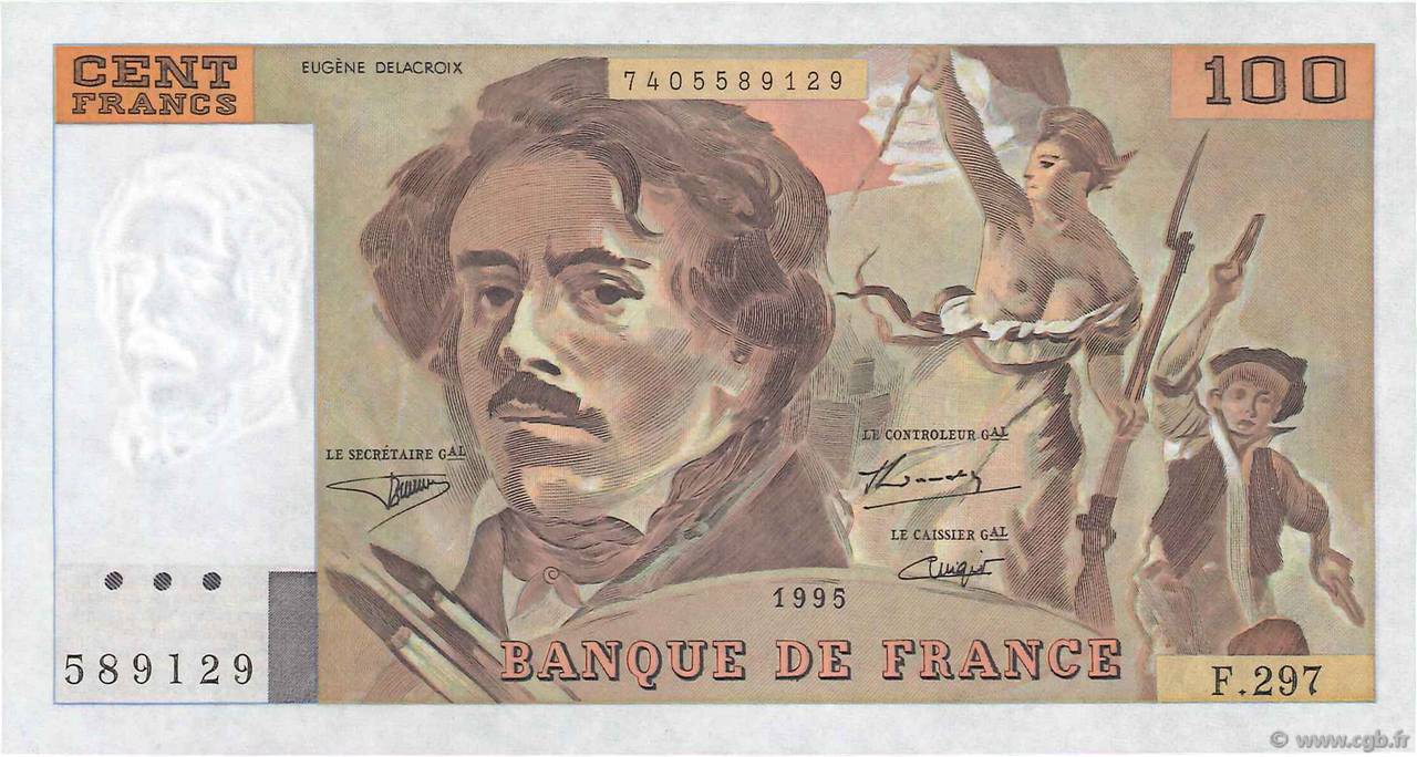 100 Francs DELACROIX 442-1 & 442-2 FRANCE  1995 F.69ter.02c SPL+