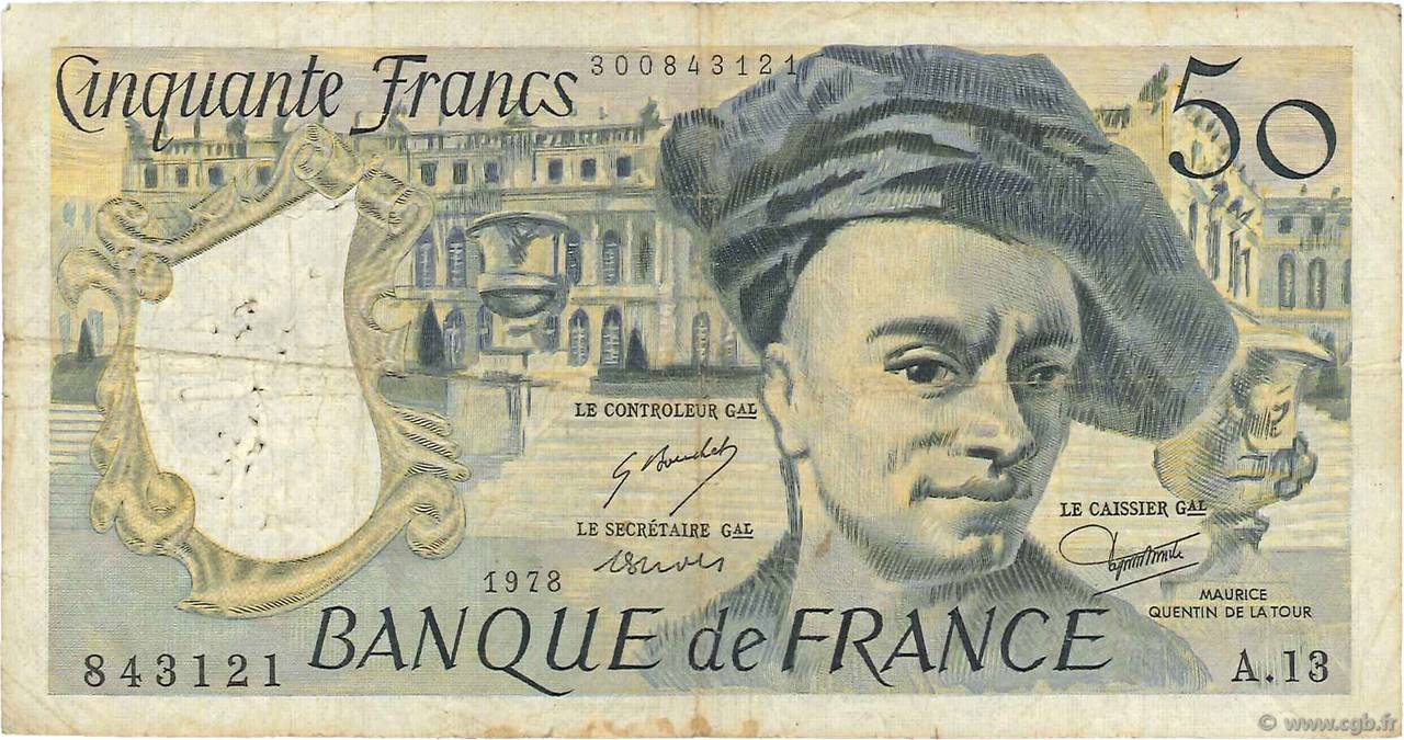 50 Francs QUENTIN DE LA TOUR FRANCE  1978 F.67.03 B