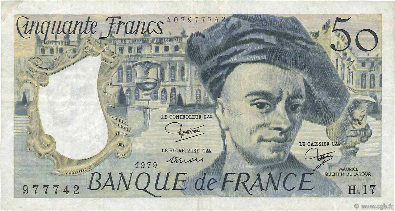 50 Francs QUENTIN DE LA TOUR FRANCE  1979 F.67.05 TB+
