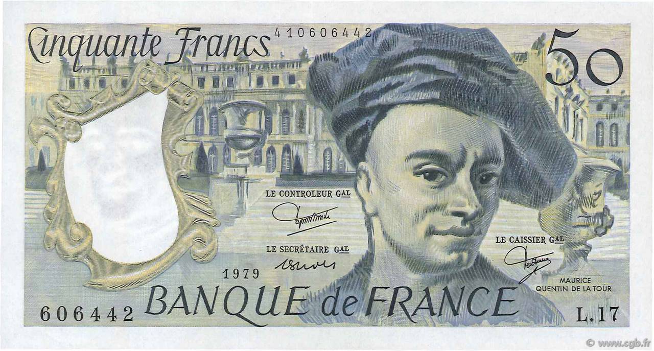 50 Francs QUENTIN DE LA TOUR FRANCE  1979 F.67.05 SPL+