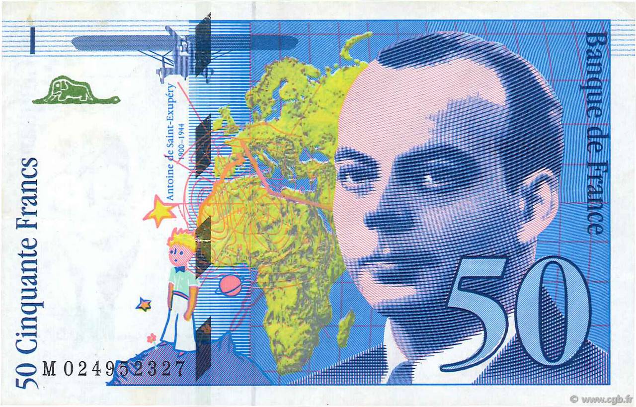 50 Francs SAINT-EXUPÉRY Modifié FRANCE  1994 F.73.01d TTB