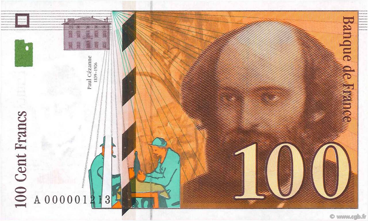 100 Francs CÉZANNE Petit numéro FRANCE  1997 F.74.01 pr.NEUF