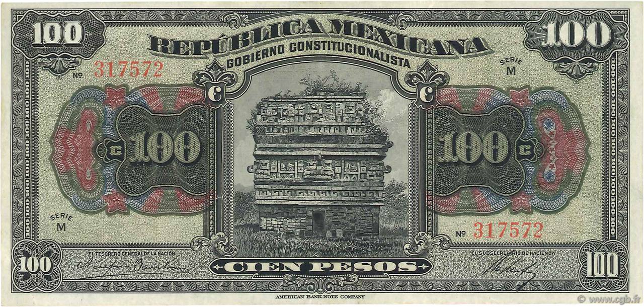 100 Pesos MEXIQUE  1915 PS.0689a TTB+