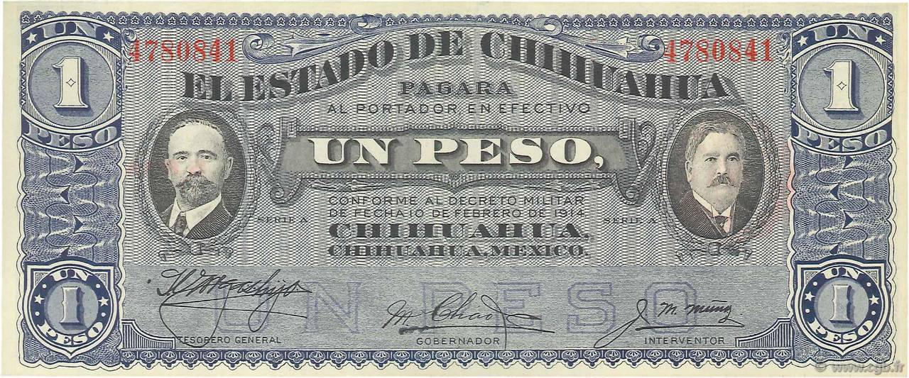 1 Peso MEXIQUE  1914 PS.0529g NEUF