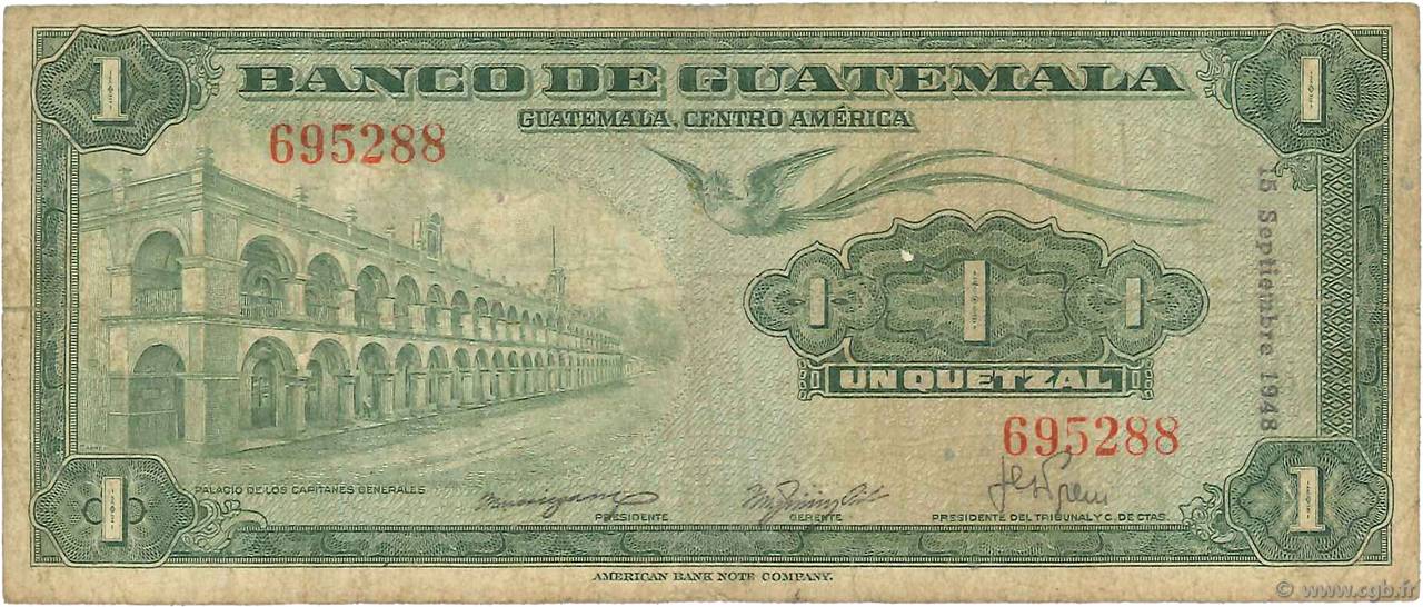 1 Quetzal GUATEMALA  1948 P.024a B